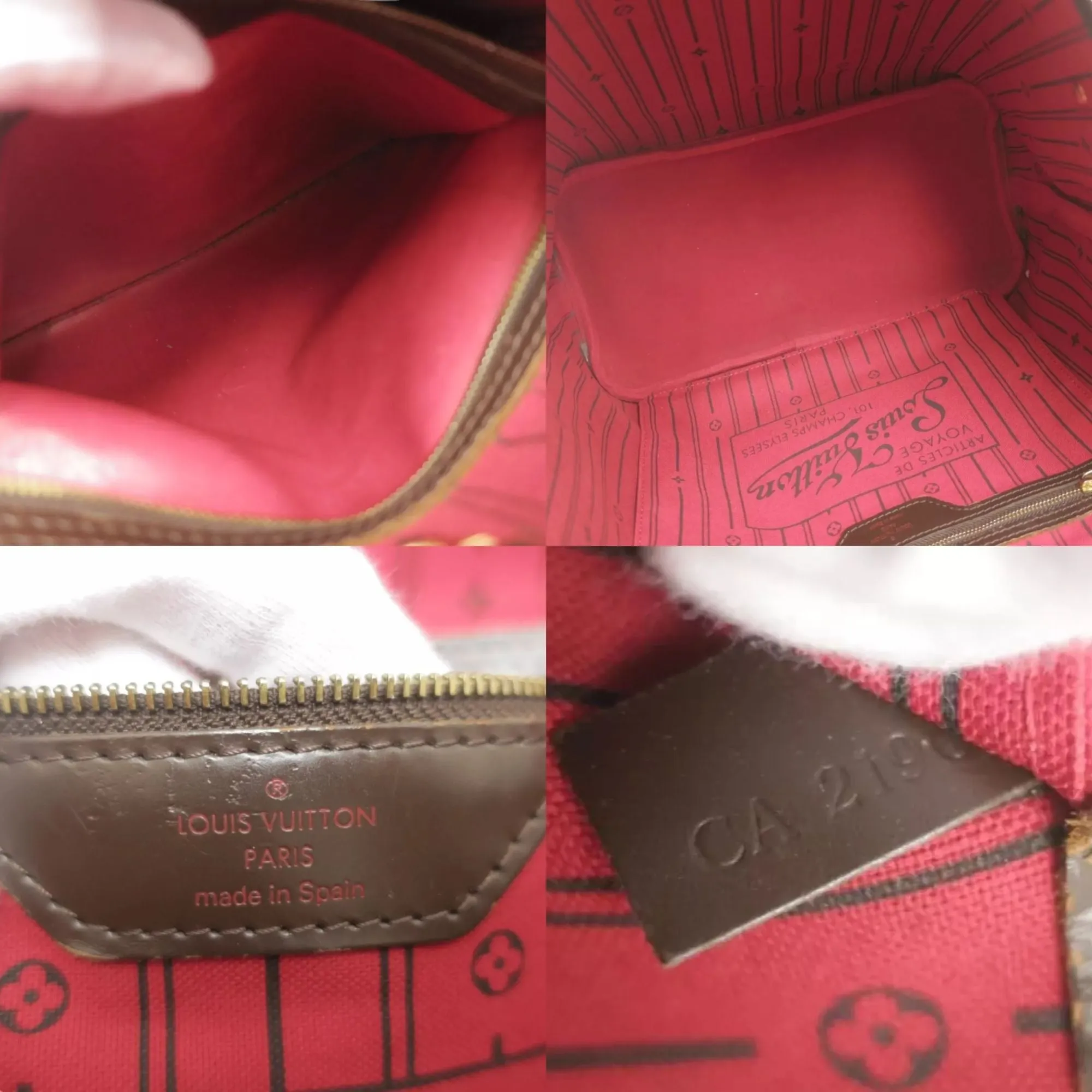 148484AP (S6) Louis Vuitton Tote Bag Neverfull MM Brown Damier Ebene
