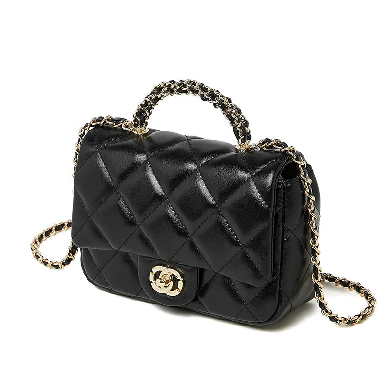 19CM Small Fragrant Metal Chain Diamond Grid Handheld Single Shoulder Bag 2901