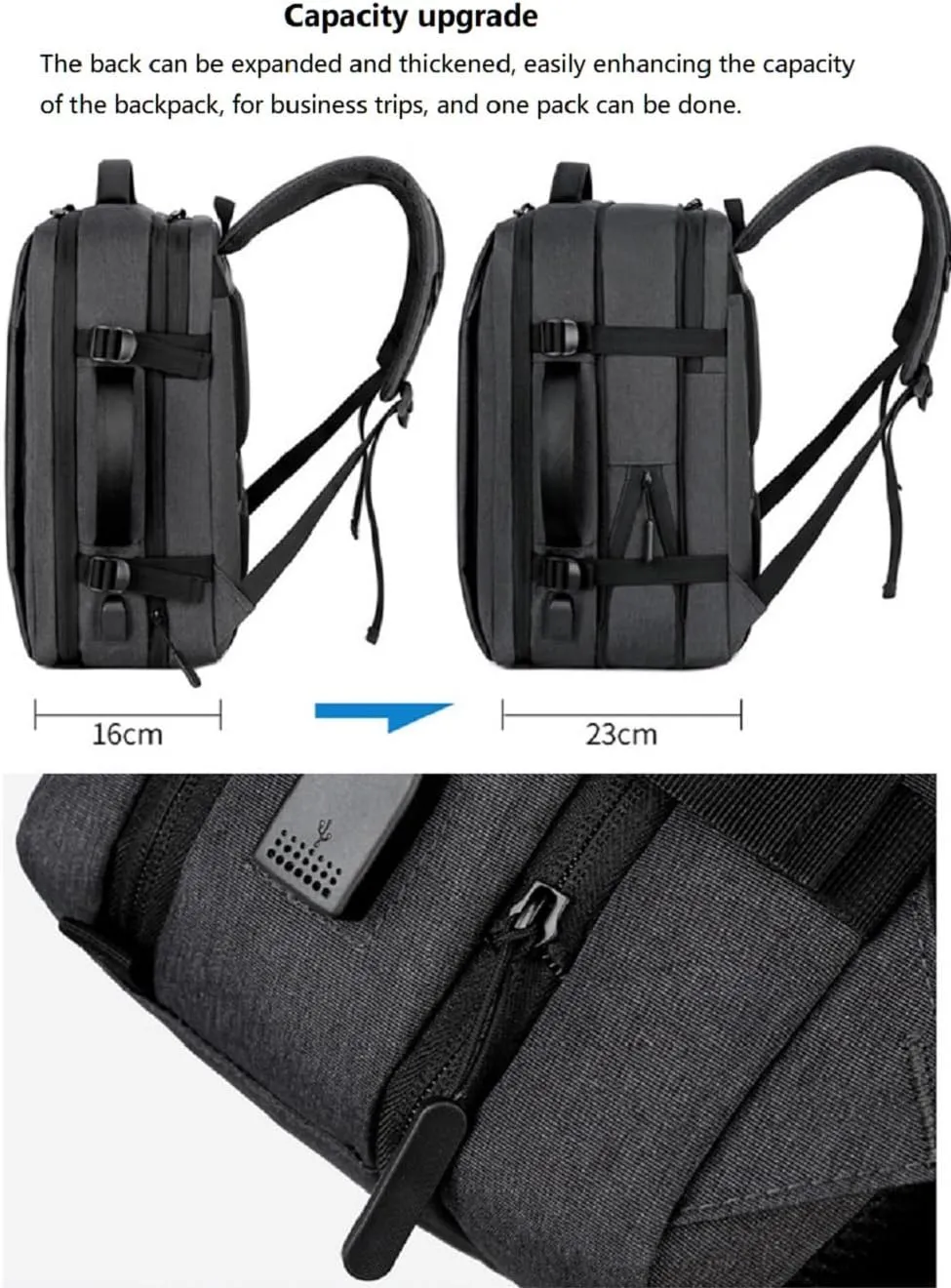 36-55L Travel Backpack for PS5 Pro/PS5/PS5 Slim/PS Portal, Large Capacity Carrying Case Expandable Laptop Backpack Waterproof Storage Bag With USB Connector for PS5 Slim/PS5 Accessories Black