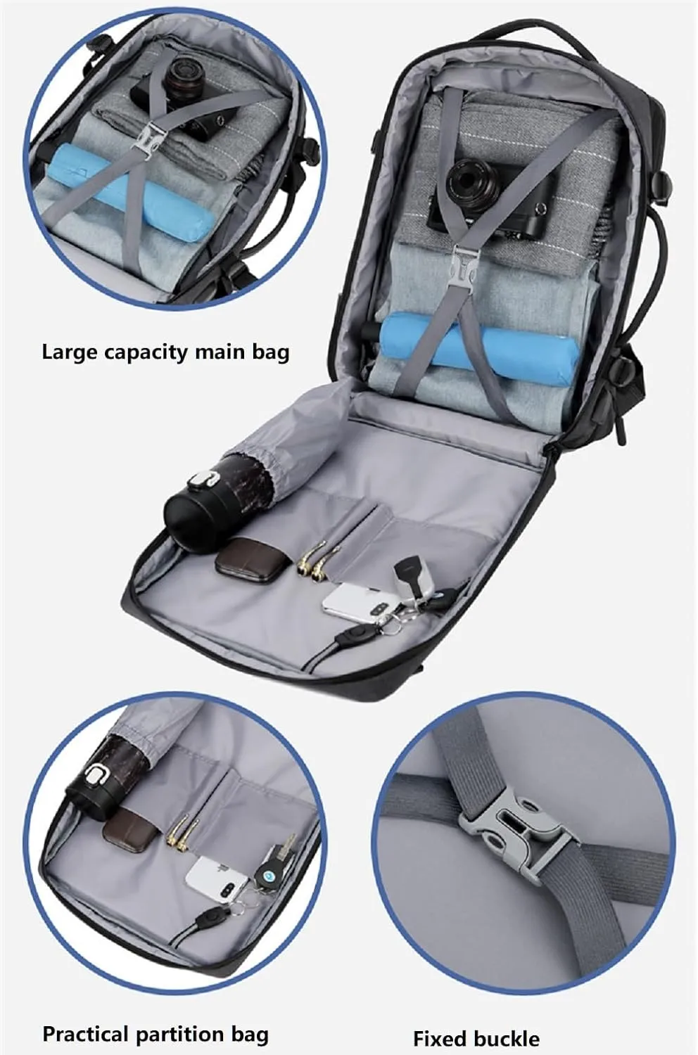 36-55L Travel Backpack for PS5 Pro/PS5/PS5 Slim/PS Portal, Large Capacity Carrying Case Expandable Laptop Backpack Waterproof Storage Bag With USB Connector for PS5 Slim/PS5 Accessories Black