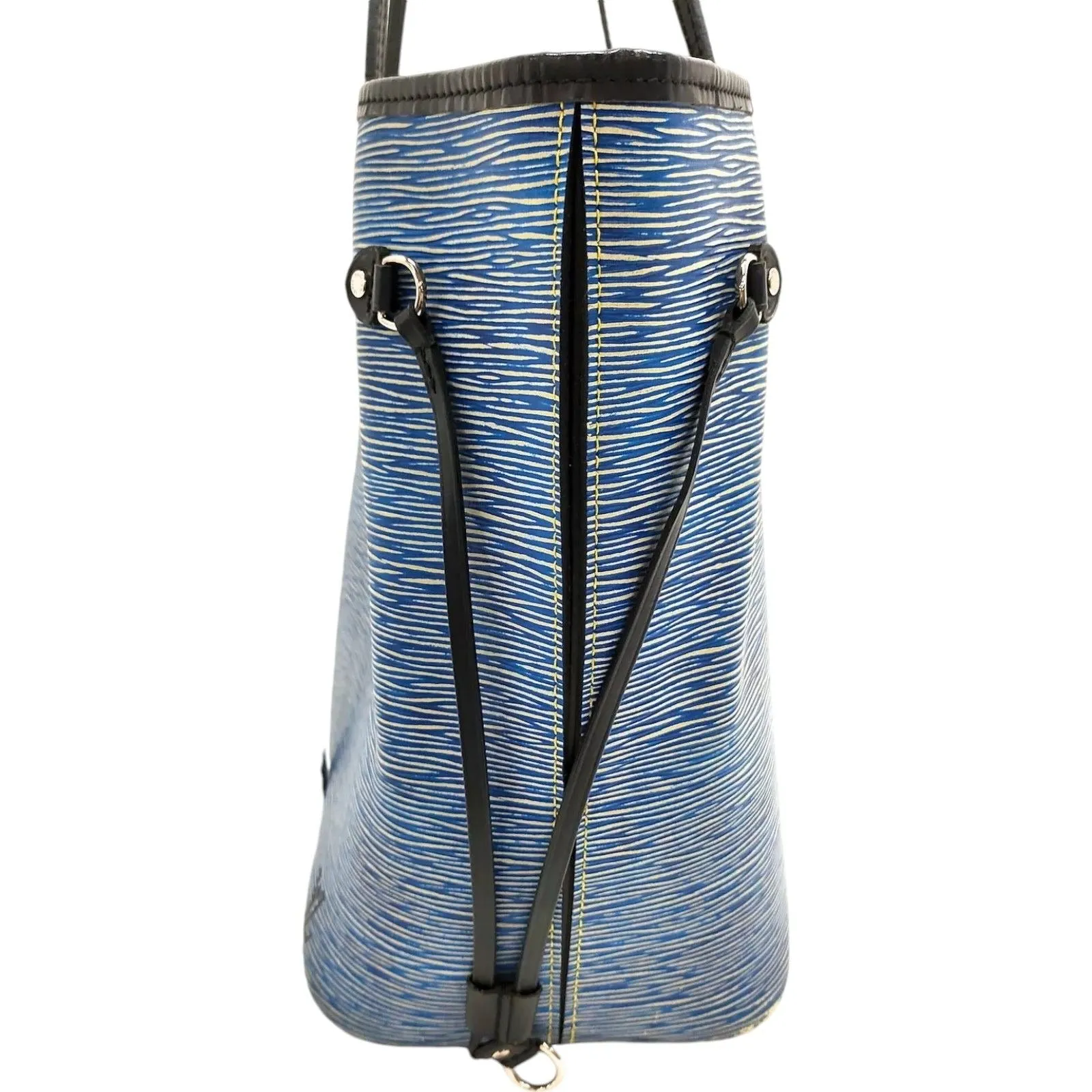 506920BB (X6) Louis Vuitton Tote Bag Neverfull MM Blue Epi Leather