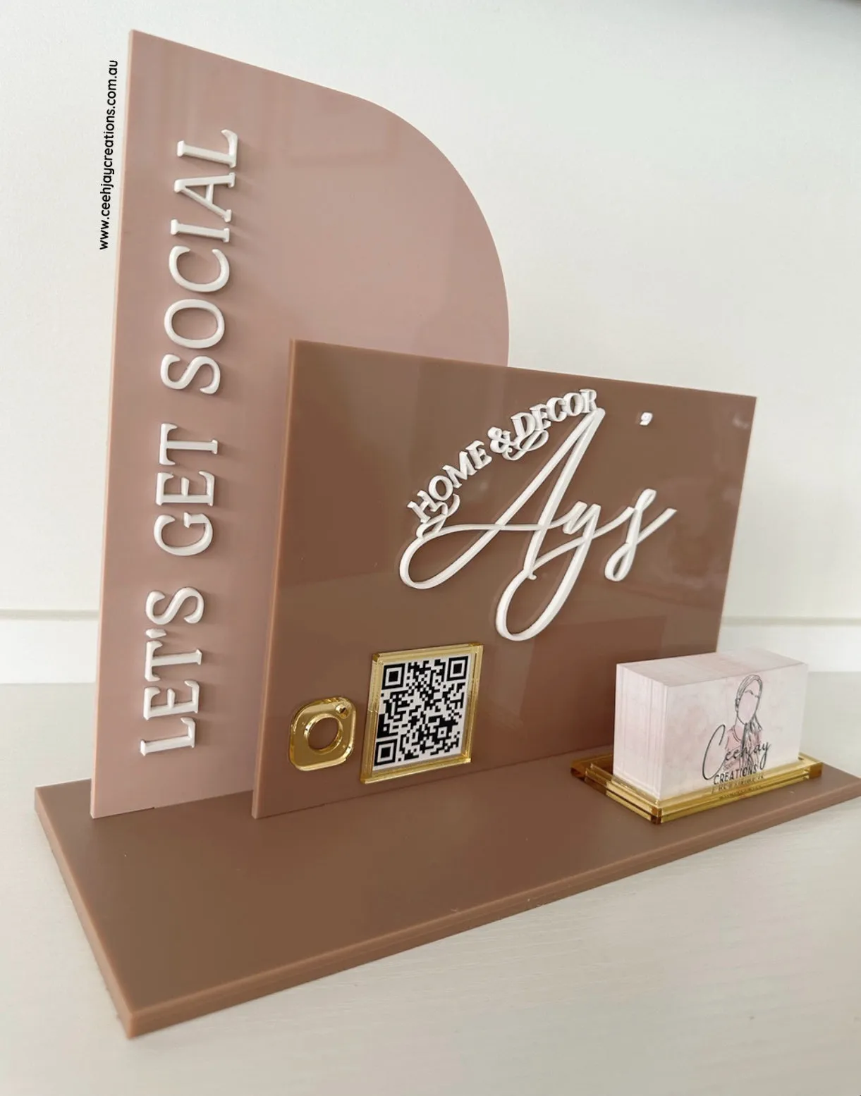 Acrylic Business Sign   Card Holder (Semi Arch & Rectangle Shape)