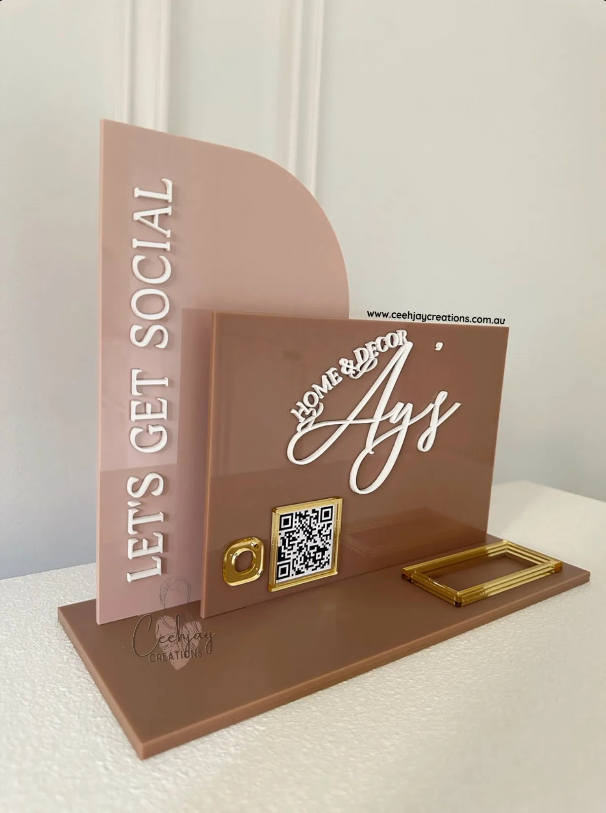 Acrylic Business Sign   Card Holder (Semi Arch & Rectangle Shape)