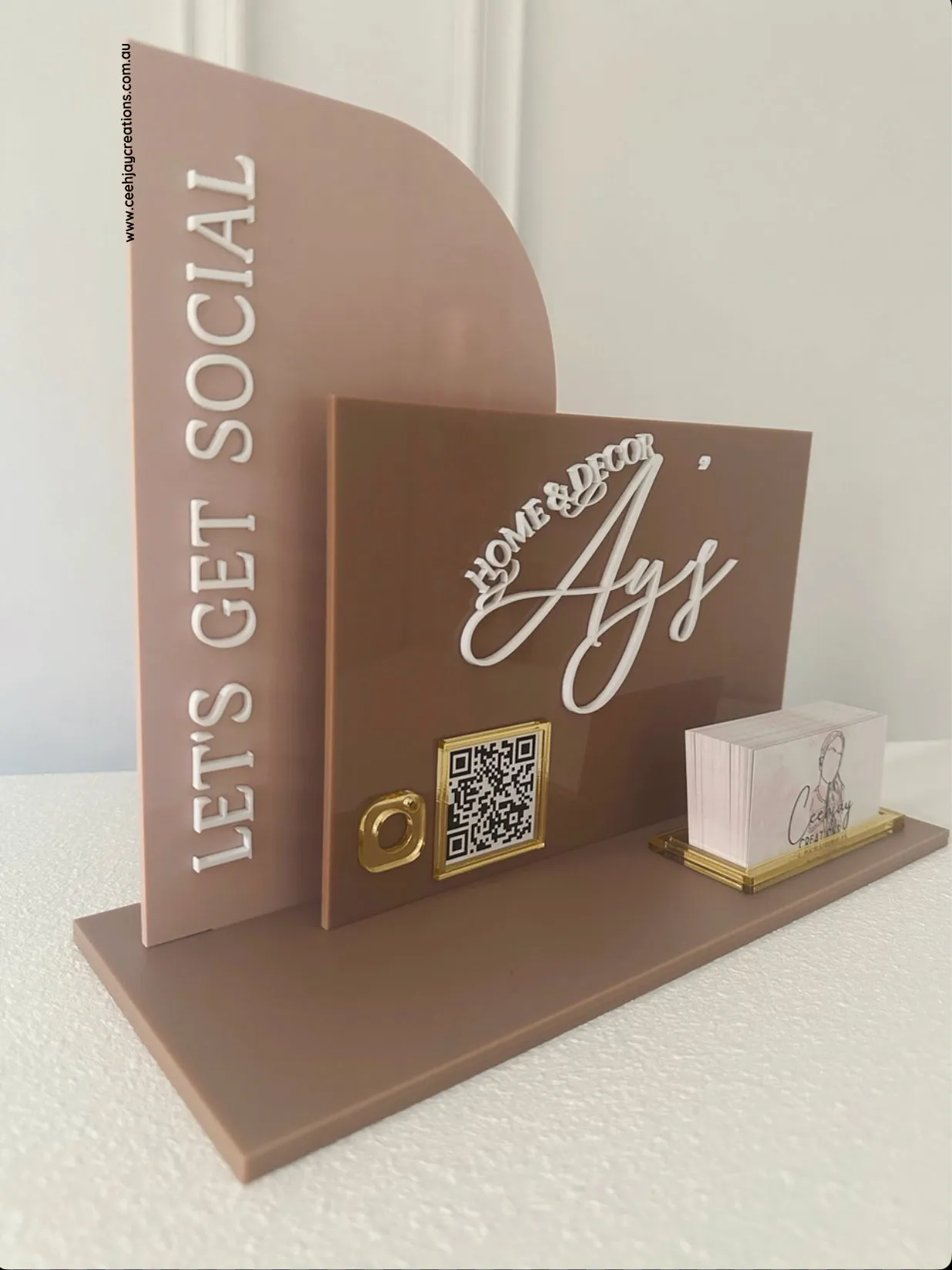 Acrylic Business Sign   Card Holder (Semi Arch & Rectangle Shape)