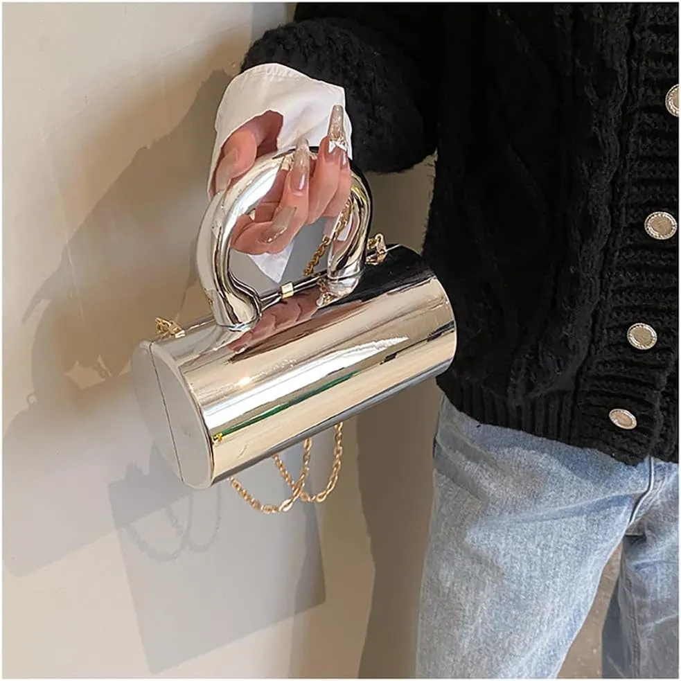 Acrylic Clutch Tote for Women - Silver Crossbody Shoulder Bag, Hobo Satchel, Y2k Style Purse 2025