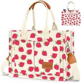 Ayieyill Canvas Tote Bag for Women with Pockets Crossbody Bag Tote Shoulder Handbags Casual Work Bags Everything Tote Bag