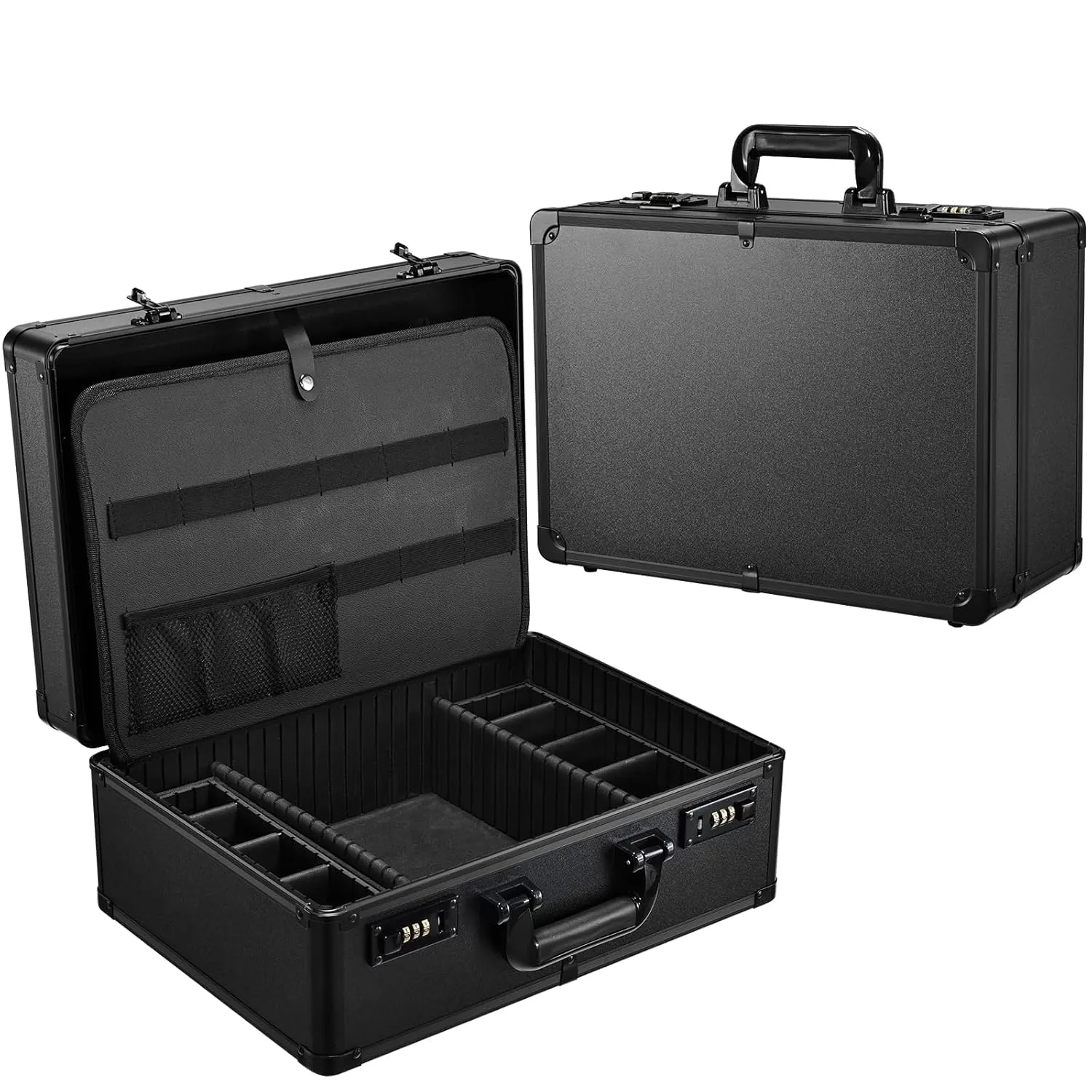 Barber Accessories Case - Profesional Barbers Briefcase, Tool Case for Clippers, Scissors, Trimmer & Supplies - Black, Code Lock Suitcase
