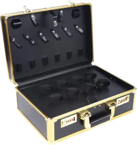 Barber Salon Tool Kits,Storage Travel Carry Case Organizer Box, Hair Scissors Clippers Trimmer Organizer,Profesional Barbers Briefcase Tool Case, Barber Cases with Code Lock (Gold)