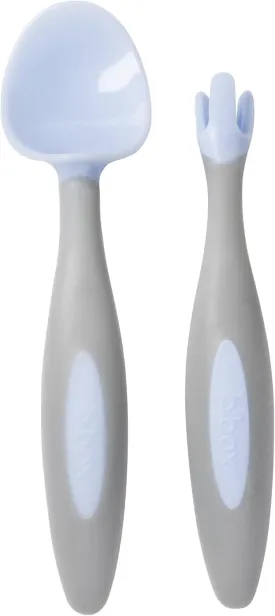 b.box Toddler Cutlery Set  Patented FLORK Flower Fork & Easy-Grip Spoon with Travel Case. BPA-Free, Dishwasher Safe. Designed by Occupational Therapists. Ages 9M  (Bubblegum)