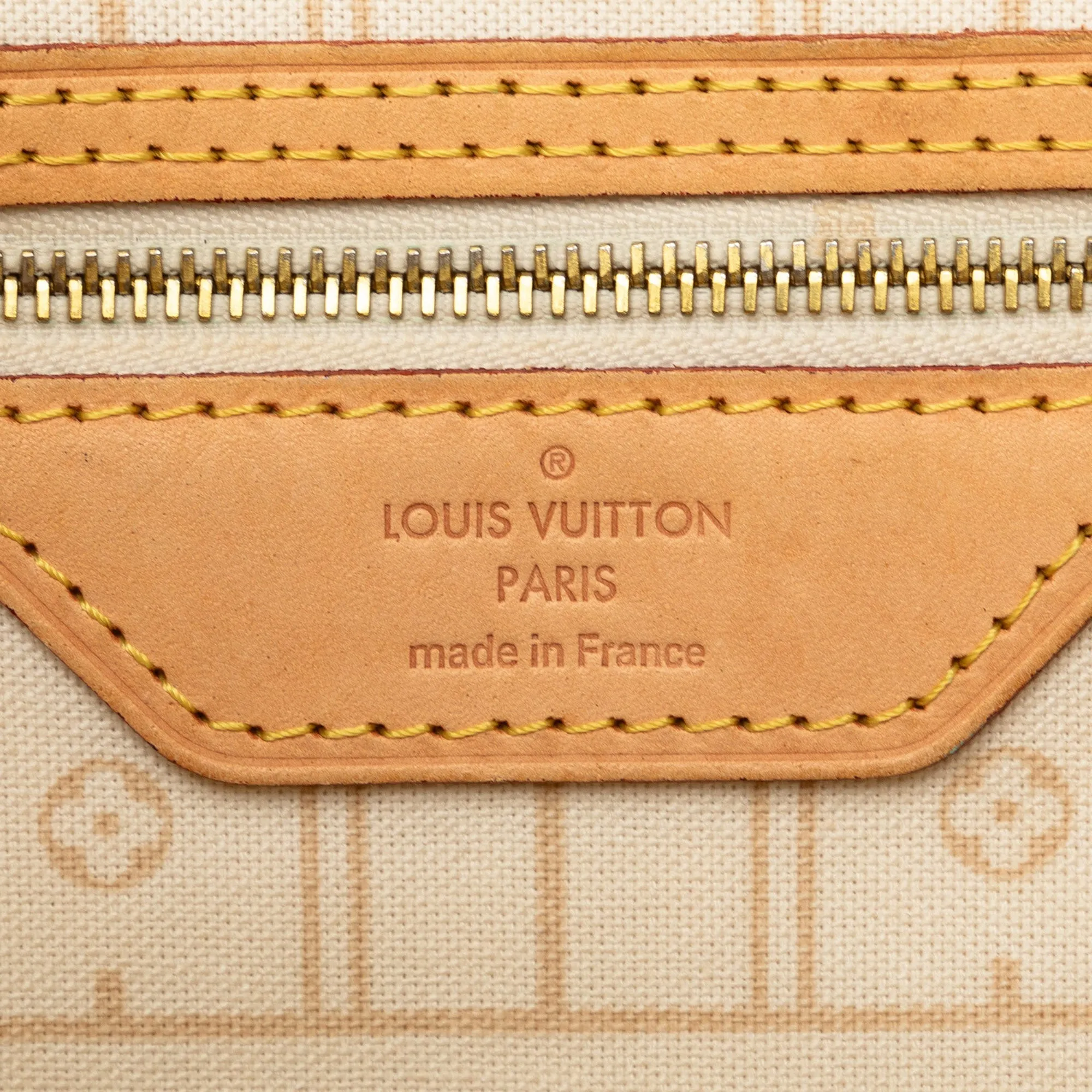 Beige Louis Vuitton Damier Azur Neverfull MM Tote Bag