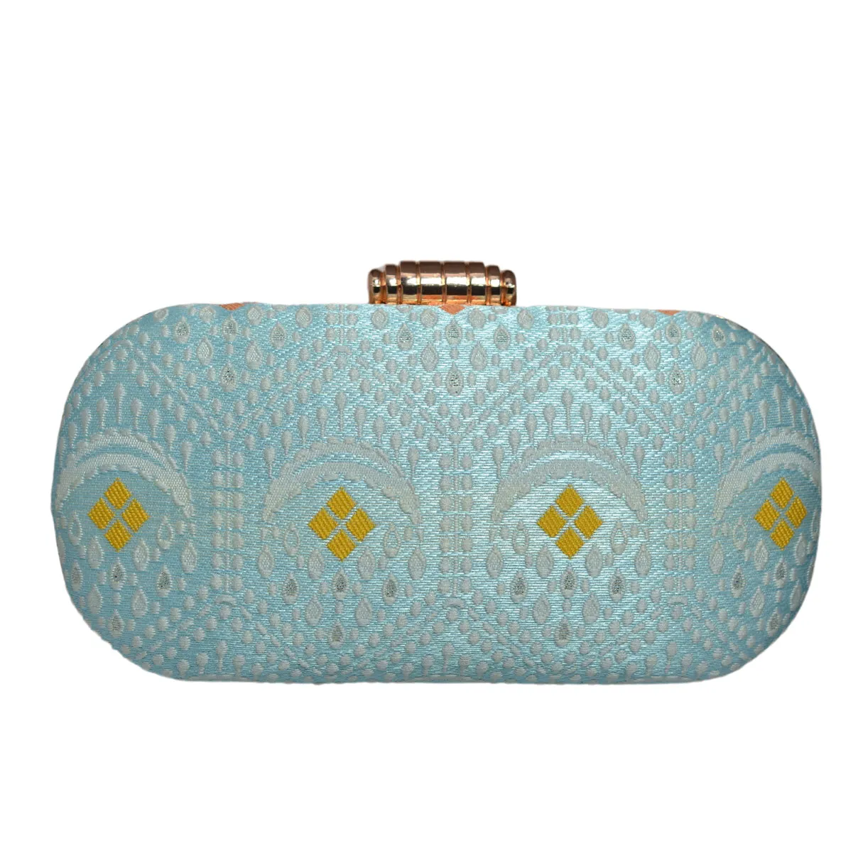 Blue And White Thread Embroidery Clutch
