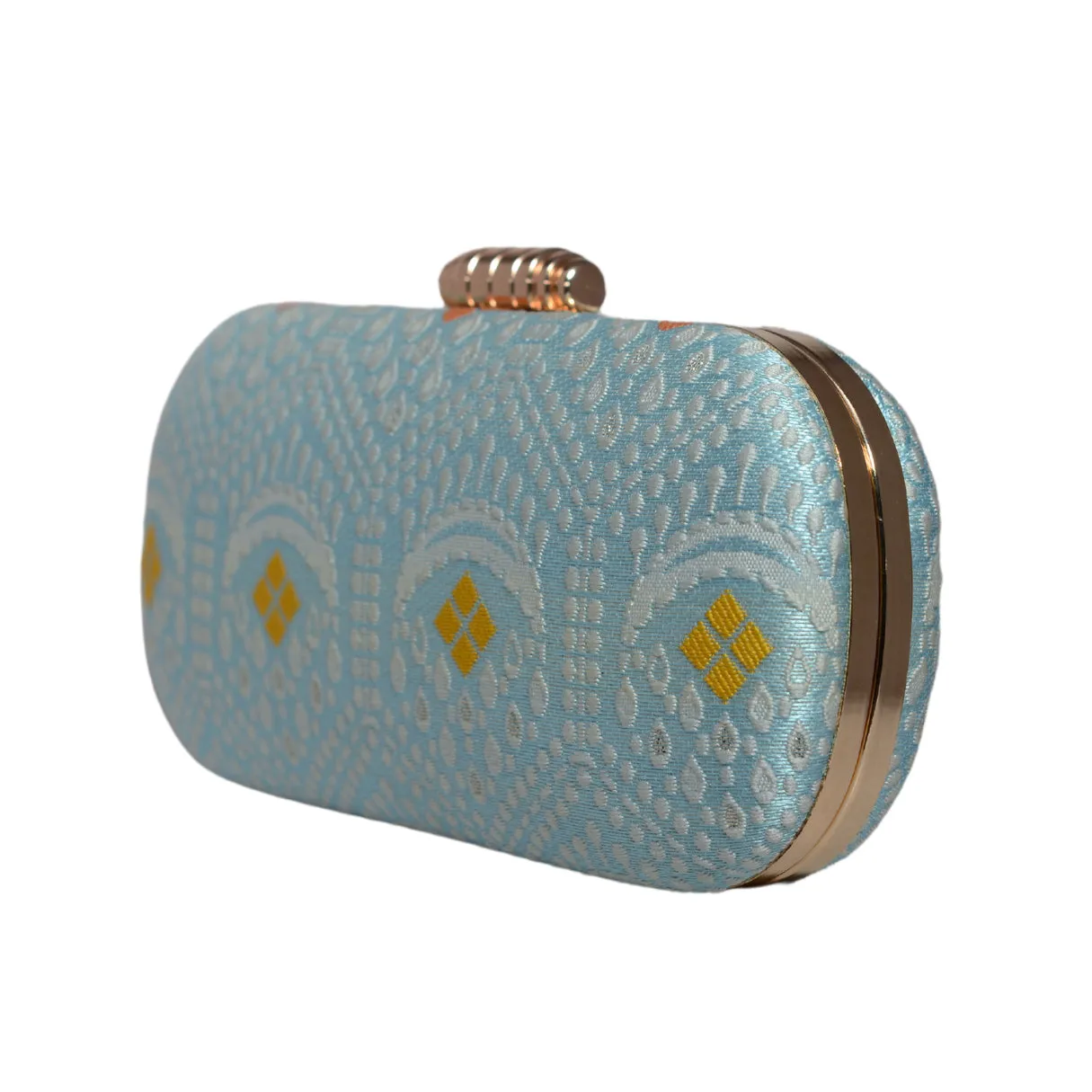 Blue And White Thread Embroidery Clutch