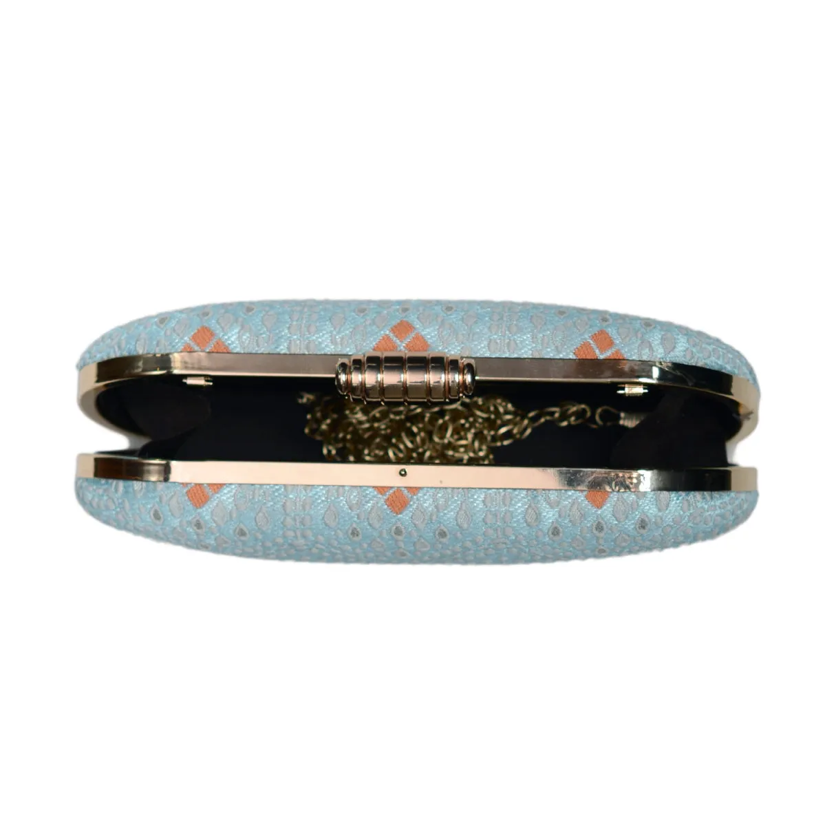 Blue And White Thread Embroidery Clutch
