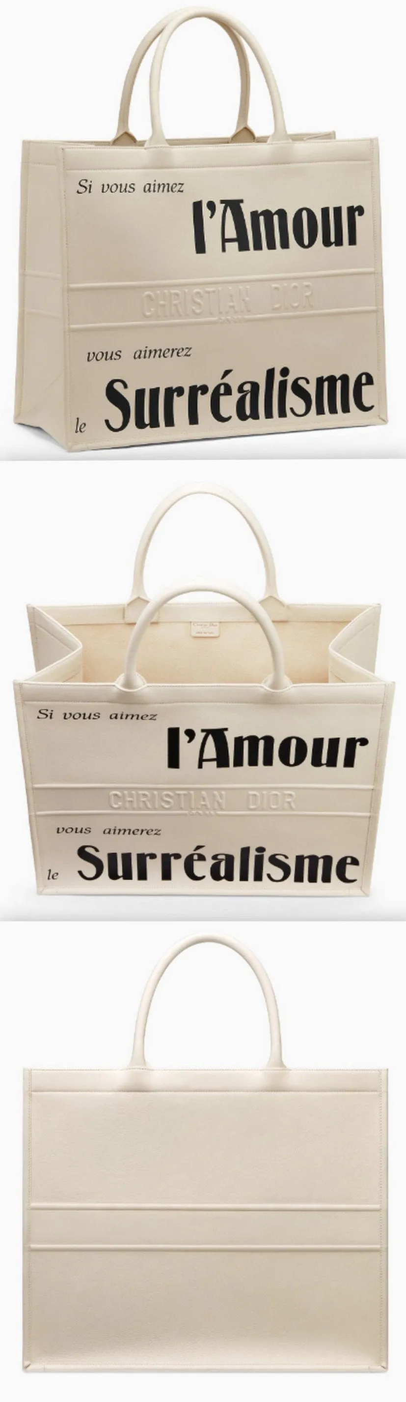 Book Tote Bag in Printed Calfskin, White