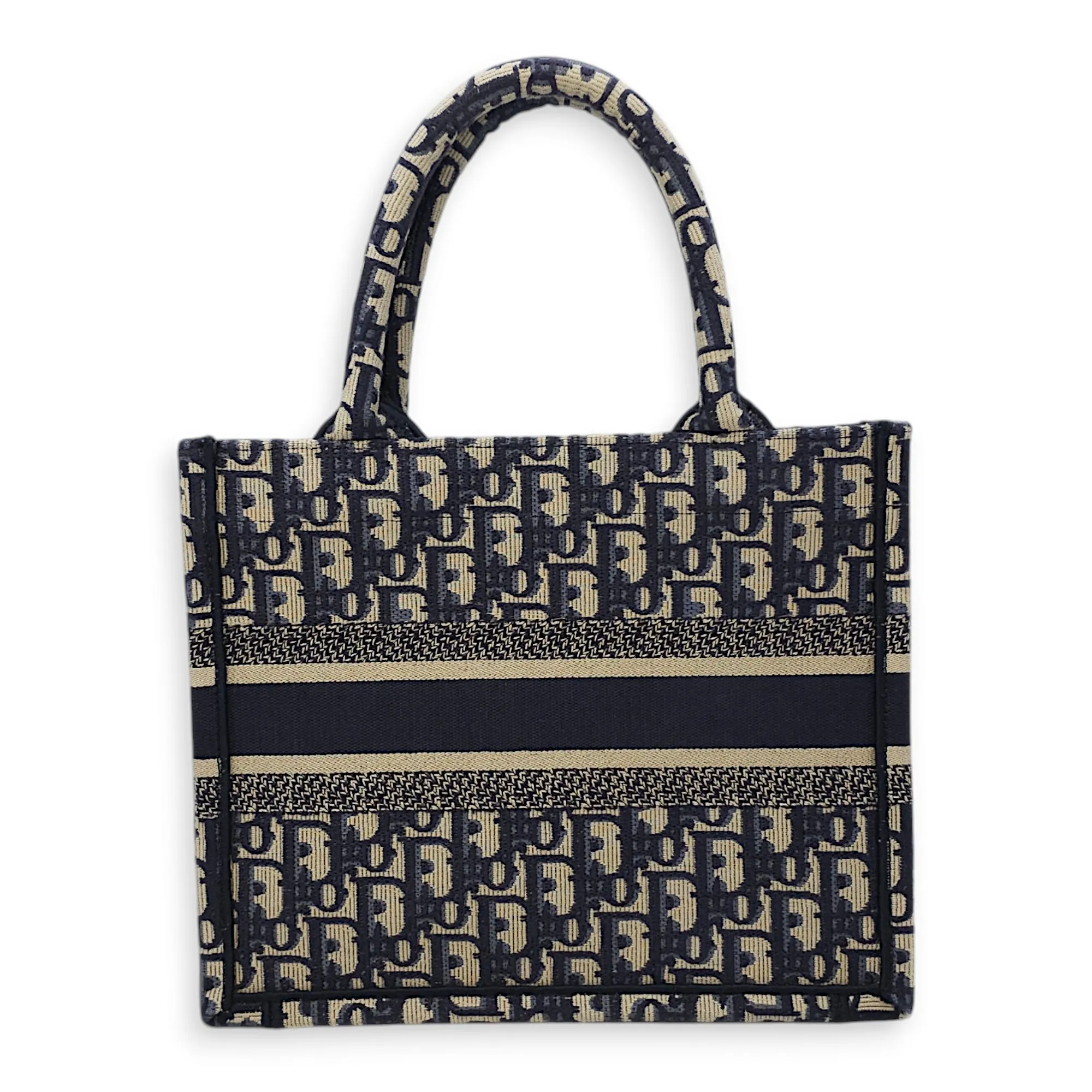 Book Tote Small Blue oblique Top Handle Bag in Jacquard