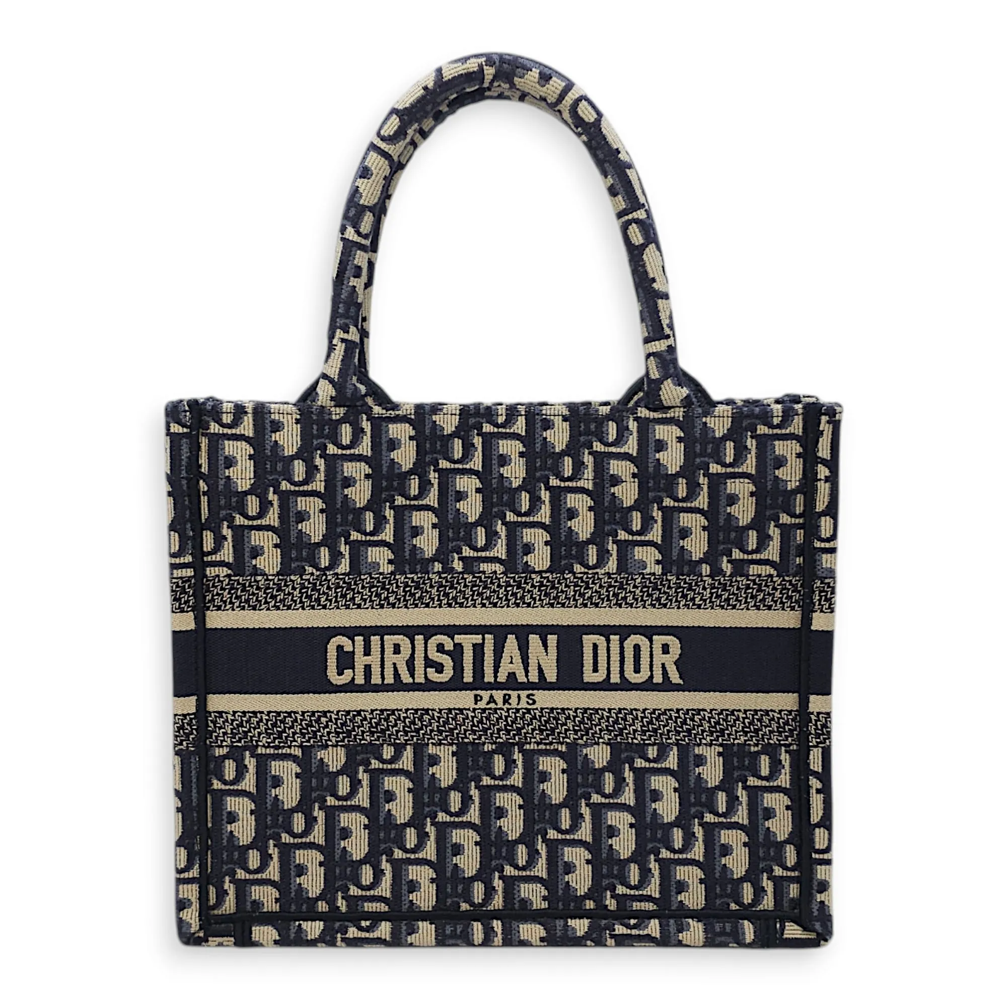 Book Tote Small Blue oblique Top Handle Bag in Jacquard