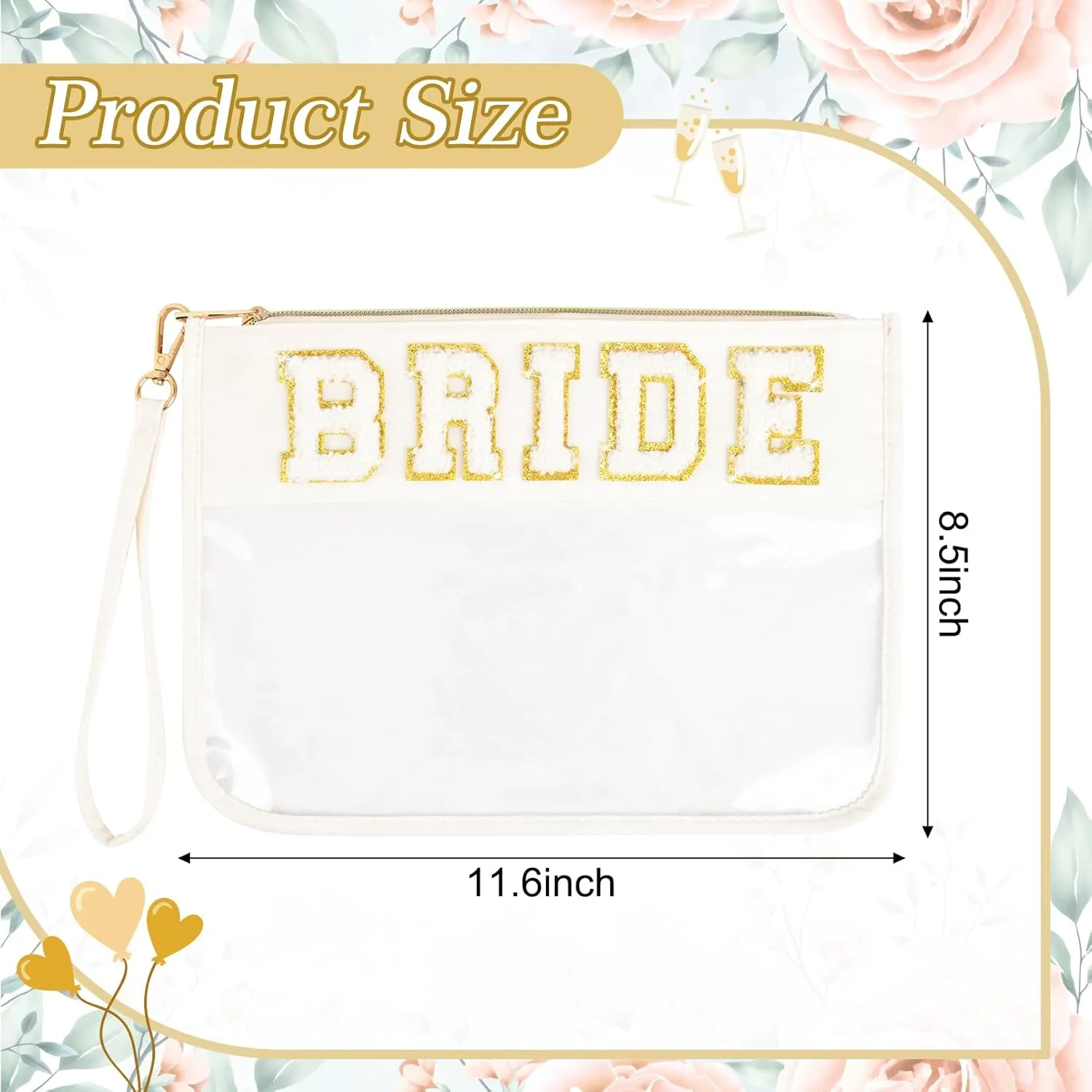 Bride Patch Letter Makeup Bag for Women Bridesmaid Engagement Gift Travel Toiletry Pouch, Bridal Shower Wedding Gift Bride to Be Make Up Bag Perfect Engagement Gifts