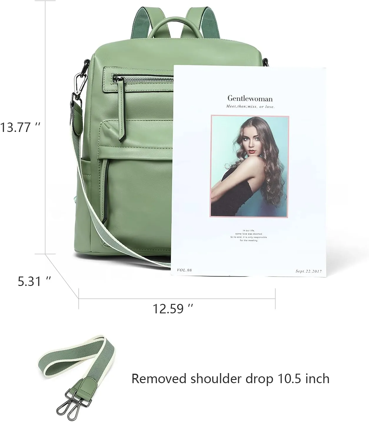 BROMEN Backpack Purse for Women Fashion Leather Designer Travel Large Ladies Shoulder Bags