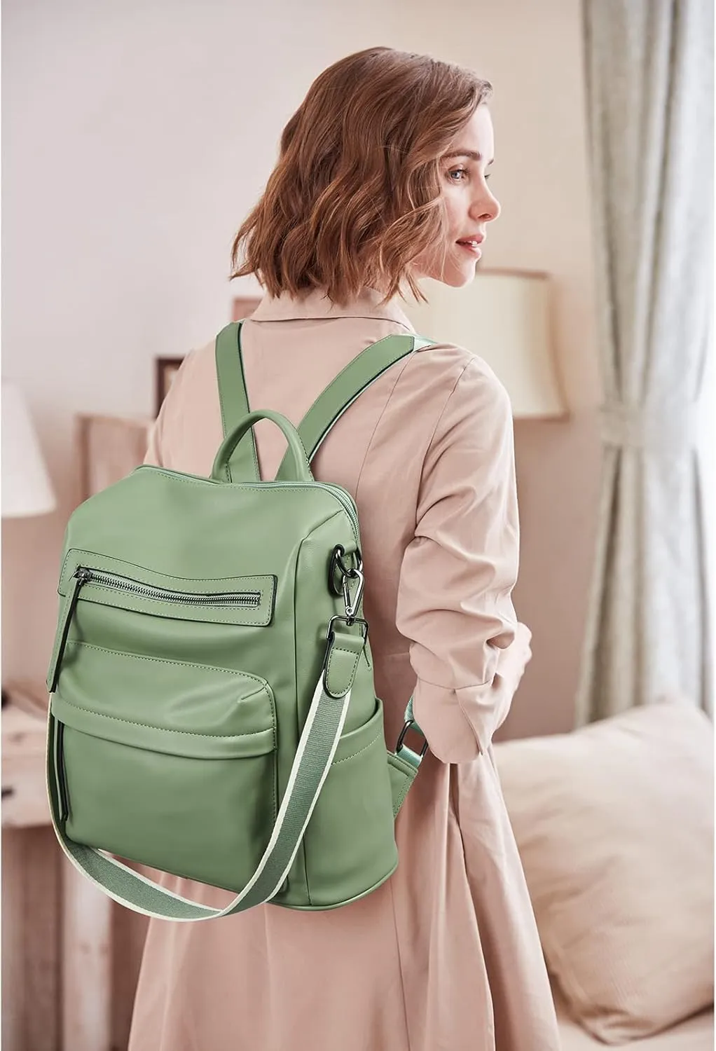 BROMEN Backpack Purse for Women Fashion Leather Designer Travel Large Ladies Shoulder Bags