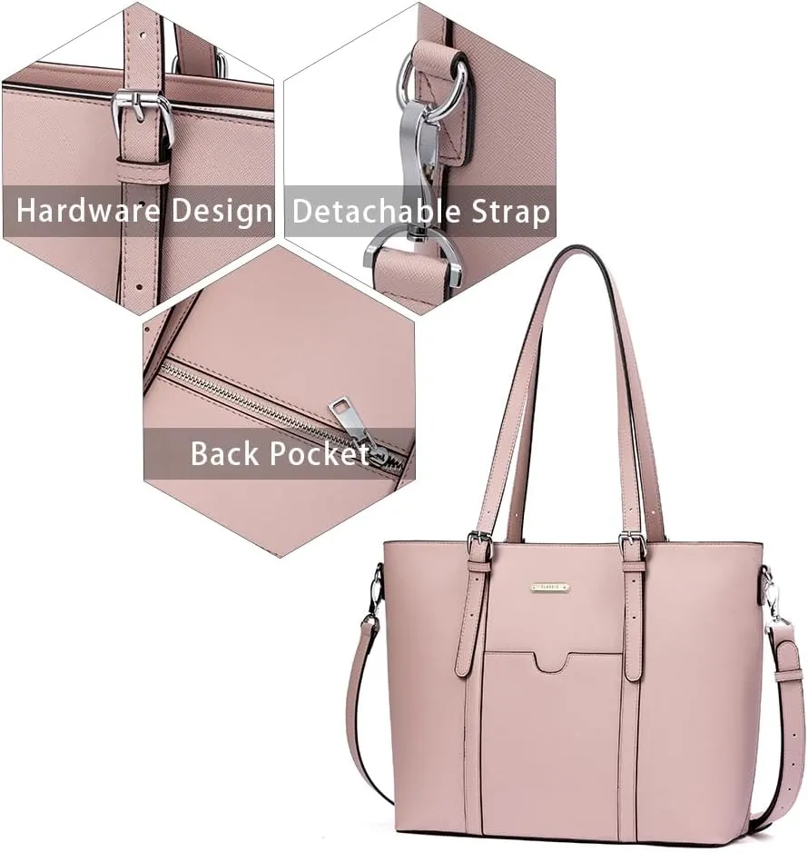 BROMEN Women Briefcase 15.6 inch Laptop Tote Bag Vintage Leather Handbags Shoulder Work Purses