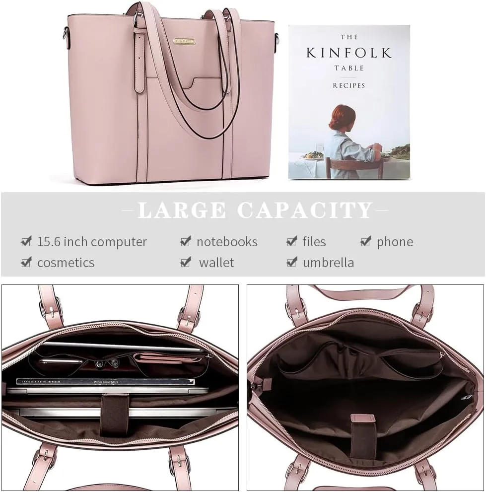 BROMEN Women Briefcase 15.6 inch Laptop Tote Bag Vintage Leather Handbags Shoulder Work Purses