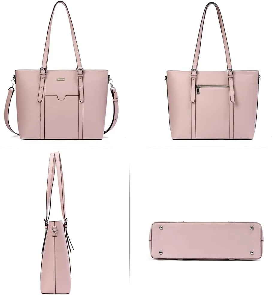 BROMEN Women Briefcase 15.6 inch Laptop Tote Bag Vintage Leather Handbags Shoulder Work Purses