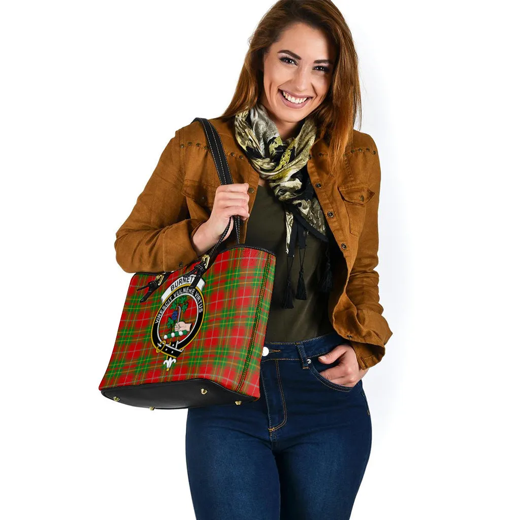 Burnett Tartan Leather Tote Bag with Family Crest