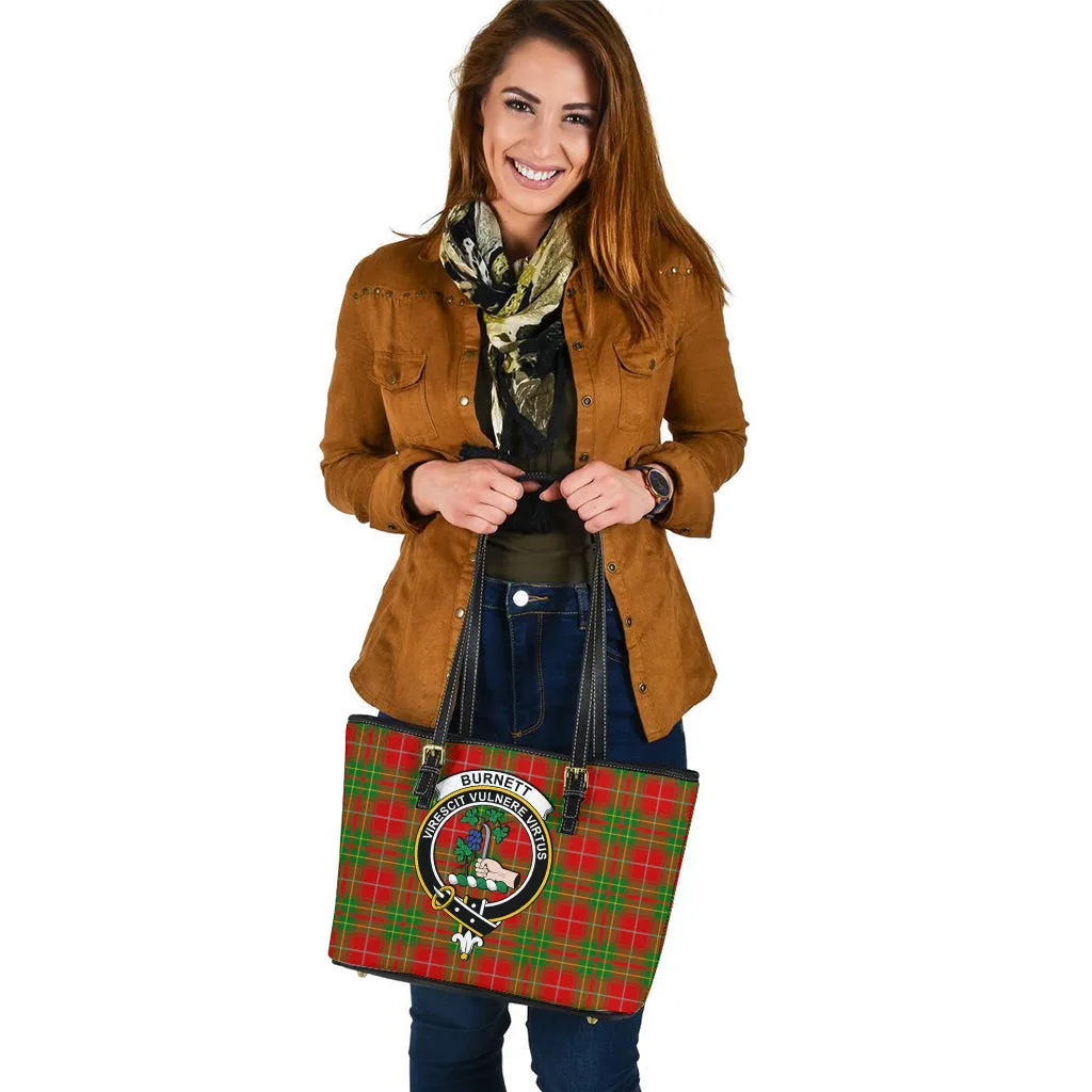 Burnett Tartan Leather Tote Bag with Family Crest