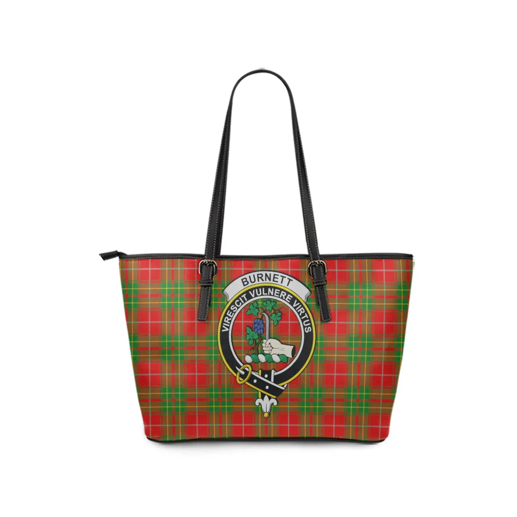 Burnett Tartan Leather Tote Bag with Family Crest