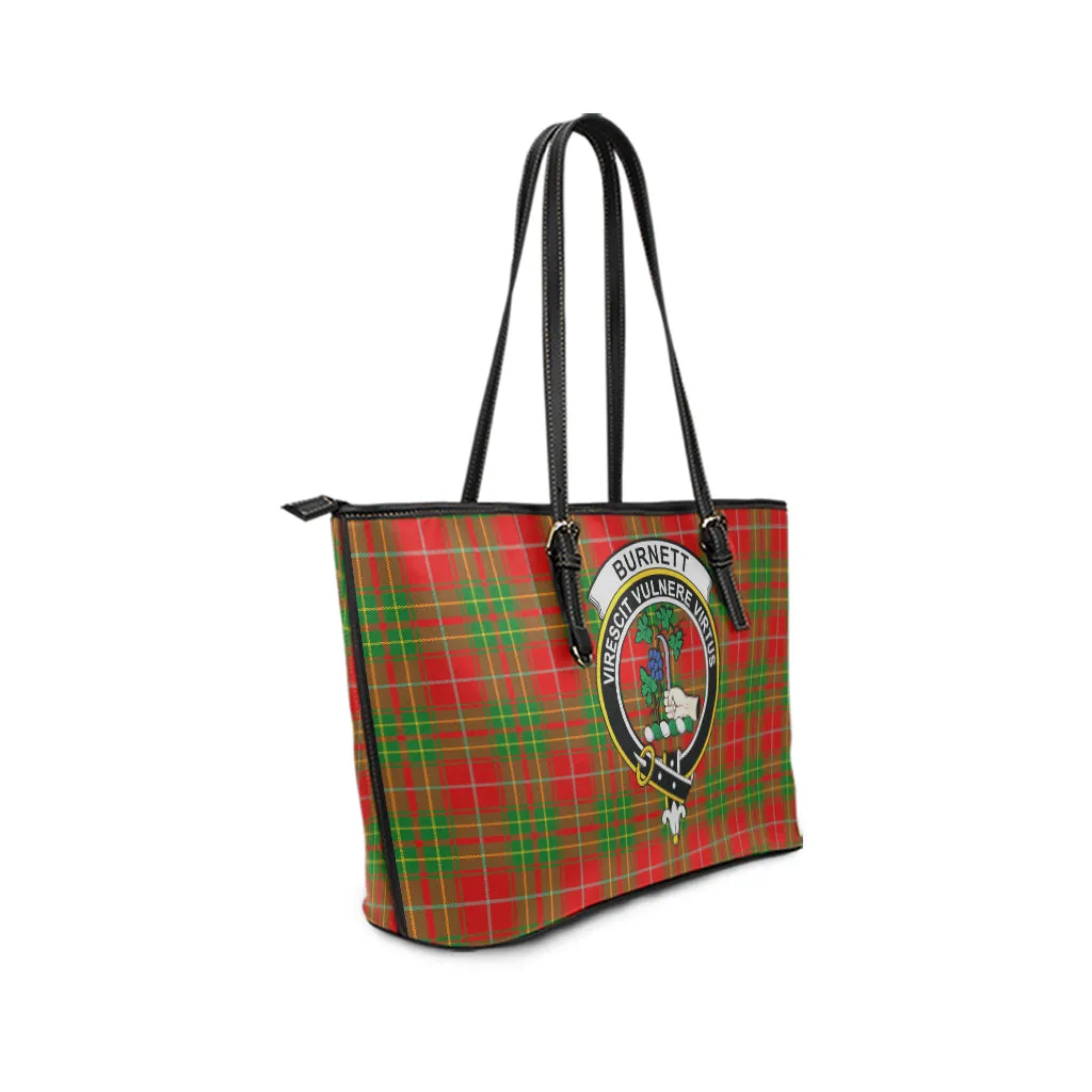 Burnett Tartan Leather Tote Bag with Family Crest