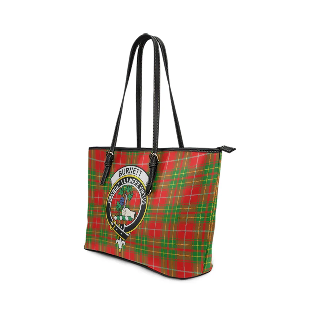 Burnett Tartan Leather Tote Bag with Family Crest
