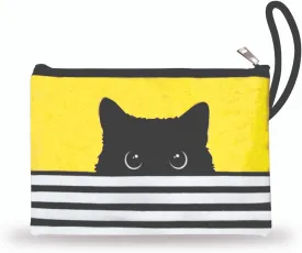 Cat Gifts for Women - Makeup Bags for Women - Small Cosmetic Bag for Purse - Makeup Bags with Zipper - Cute Toiletry Bag (Yellow Cat Clutch)