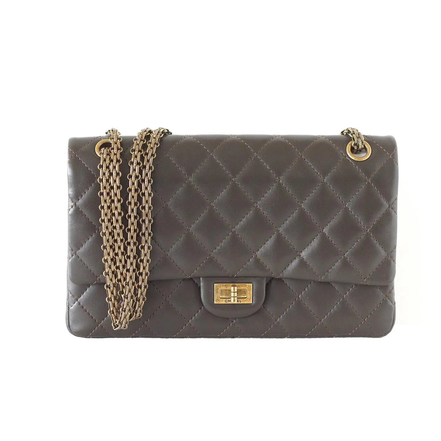 Chanel Bag 2.55 Medium Classic Double Flap Dark Olive Khaki New
