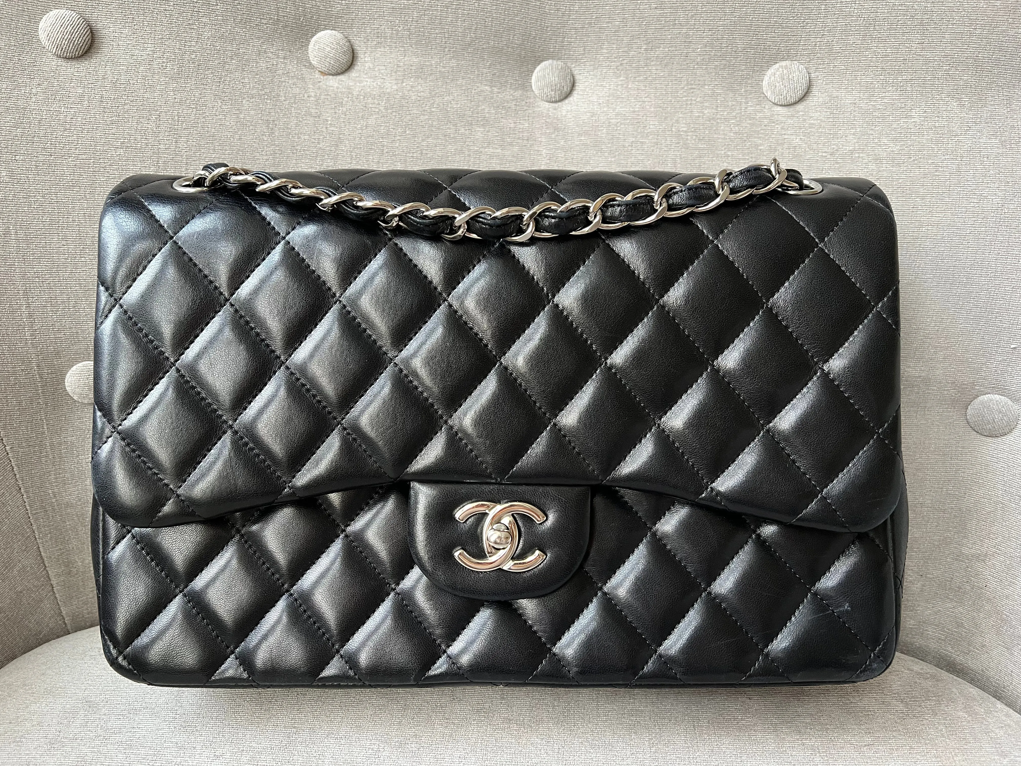 Chanel Jumbo Double Flap in Black Lambskin