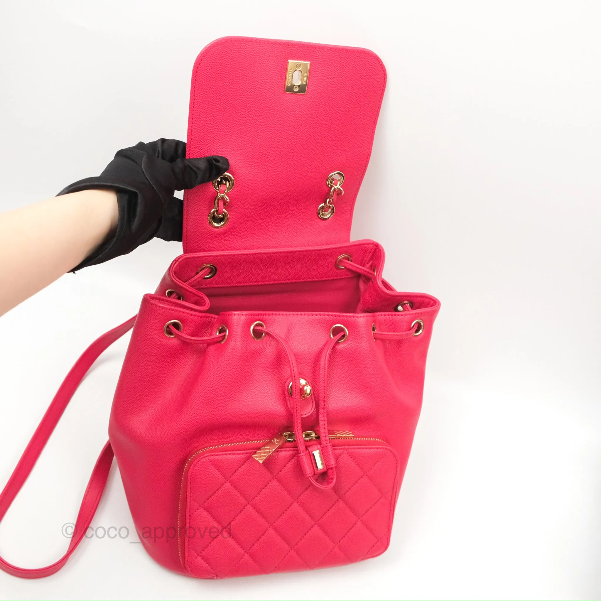Chanel Quilted Business Affinity Backpack Dark Pink Caviar Gold Hardware