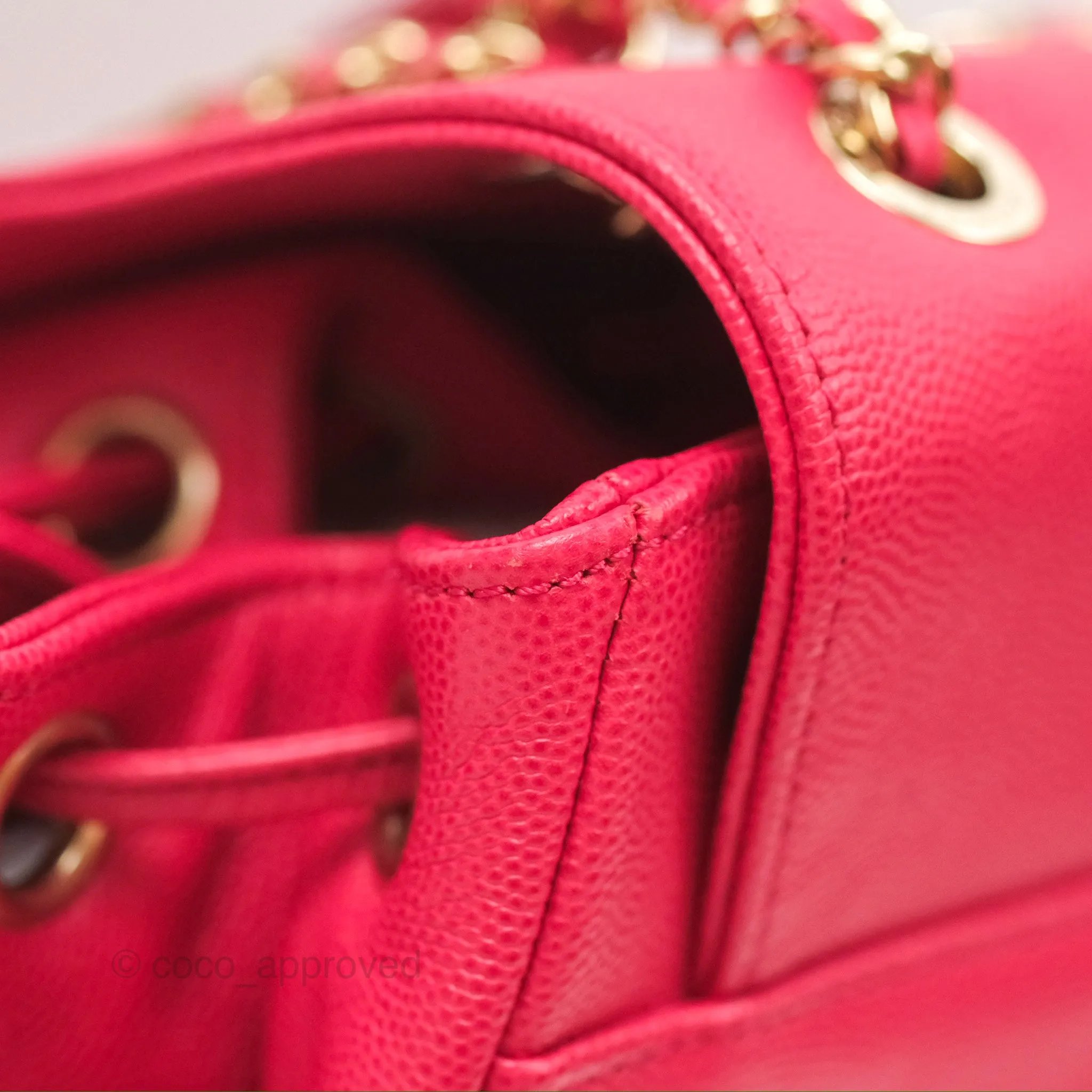 Chanel Quilted Business Affinity Backpack Dark Pink Caviar Gold Hardware