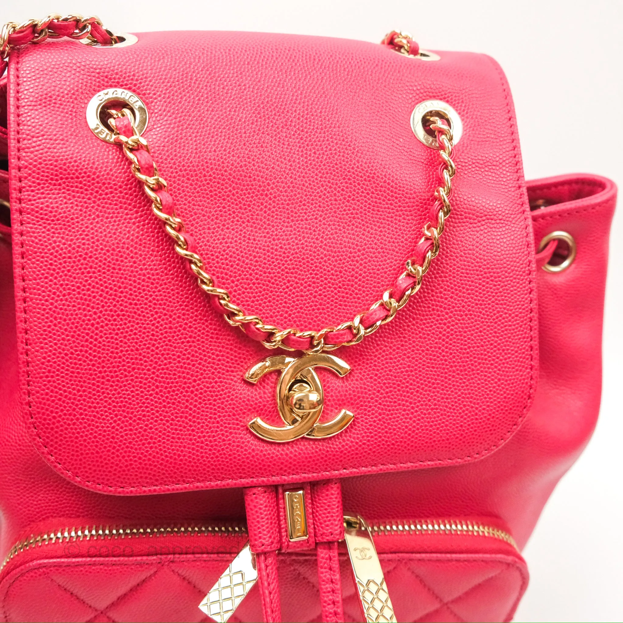 Chanel Quilted Business Affinity Backpack Dark Pink Caviar Gold Hardware