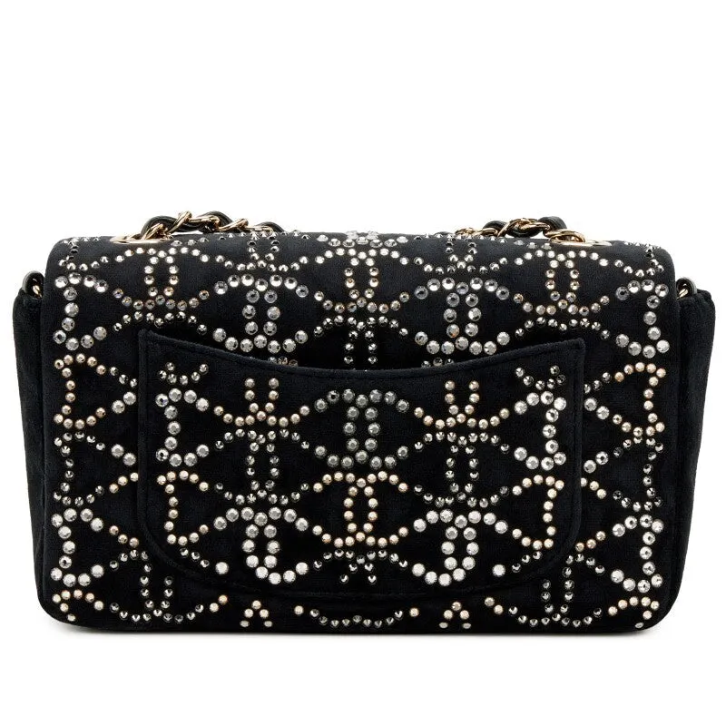 CHANEL RUTHENIUM STRASS CRYSTAL EMBELLISHED MINI CLASSIC FLAP BAG