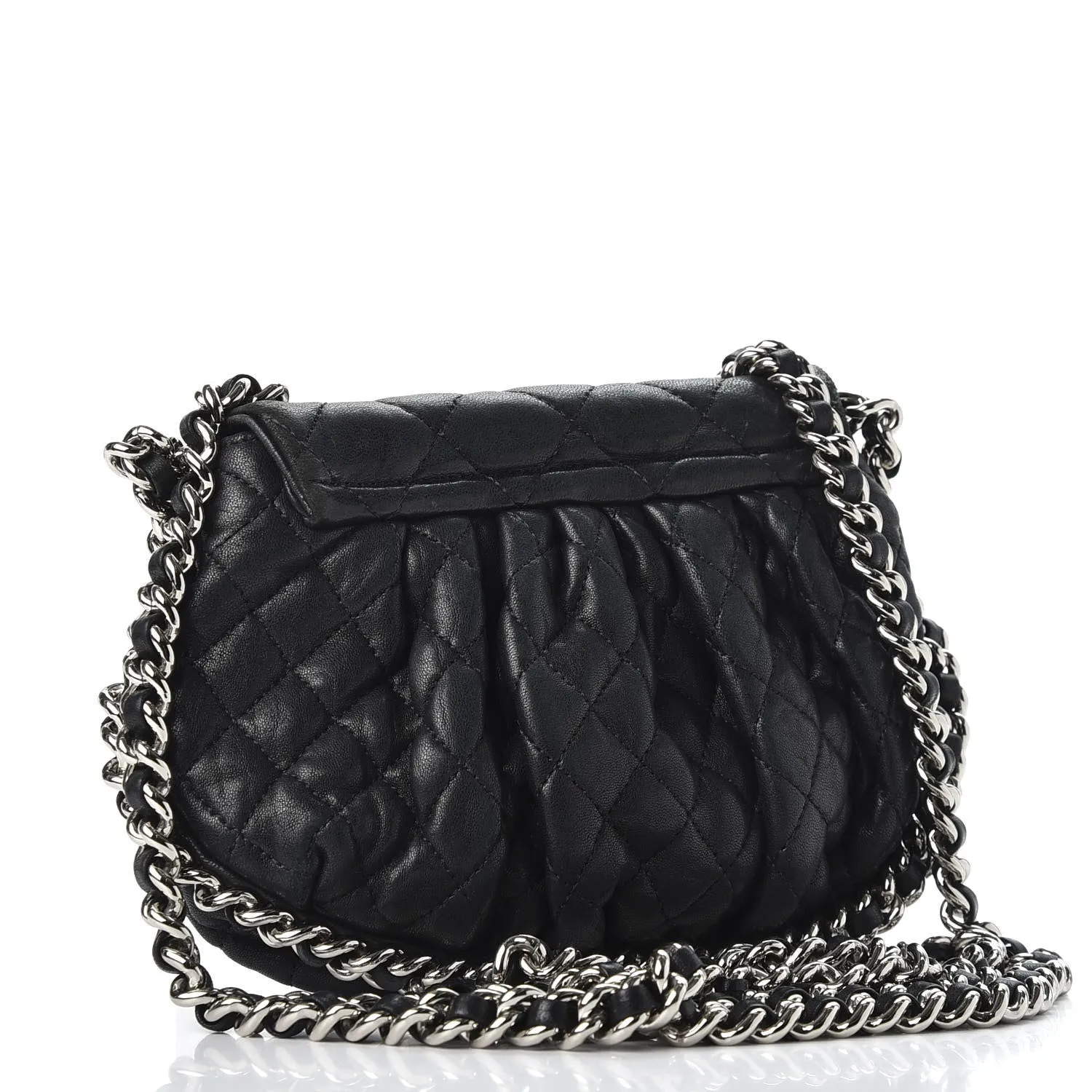 CHANEL WASHED LAMBSKIN QUILTED MINI CHAIN AROUND FLAP BAG