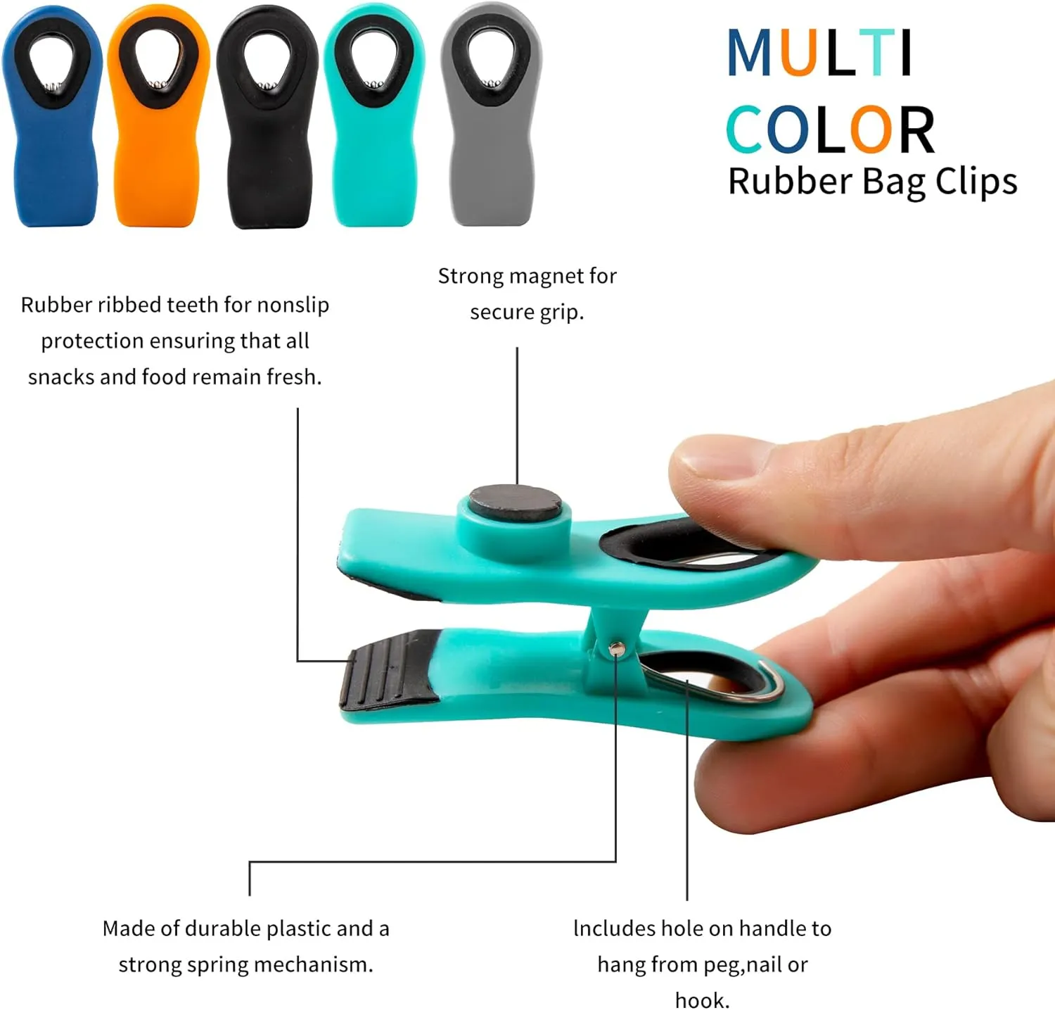 Chip Clips Bread Clips Bag Clips Magnetic Clips Chip Clip Chip Clips Bag Clips Food Clips Clips for Food Packages Chip Bag Clip (10pcs Colored)