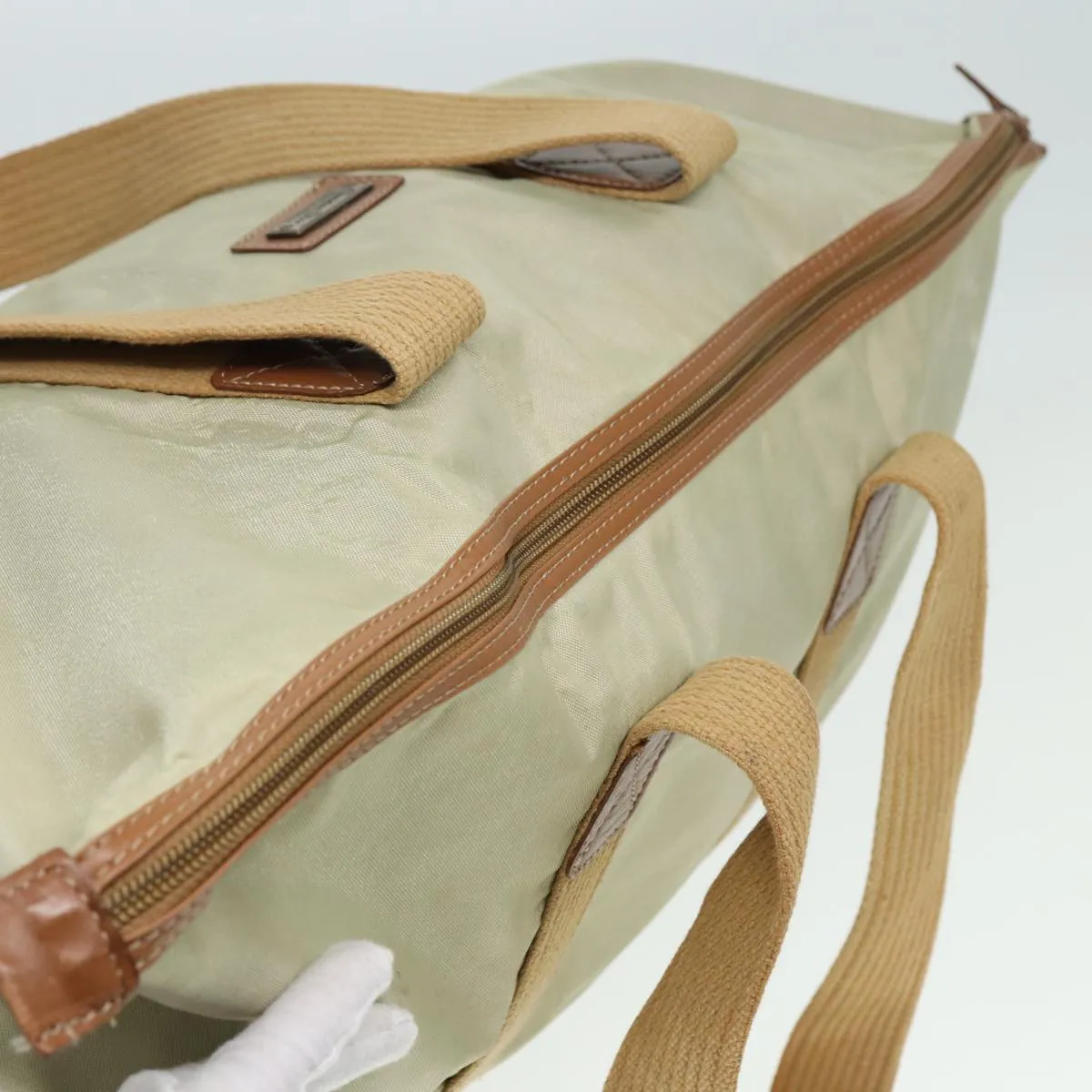 CHRISTIAN DIOR Tote Bag Nylon Beige Auth th5100