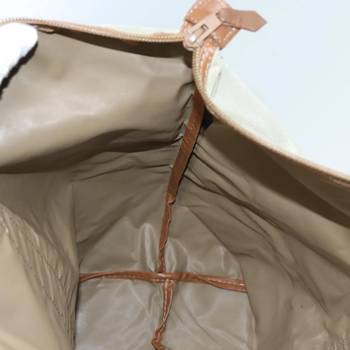 CHRISTIAN DIOR Tote Bag Nylon Beige Auth th5100