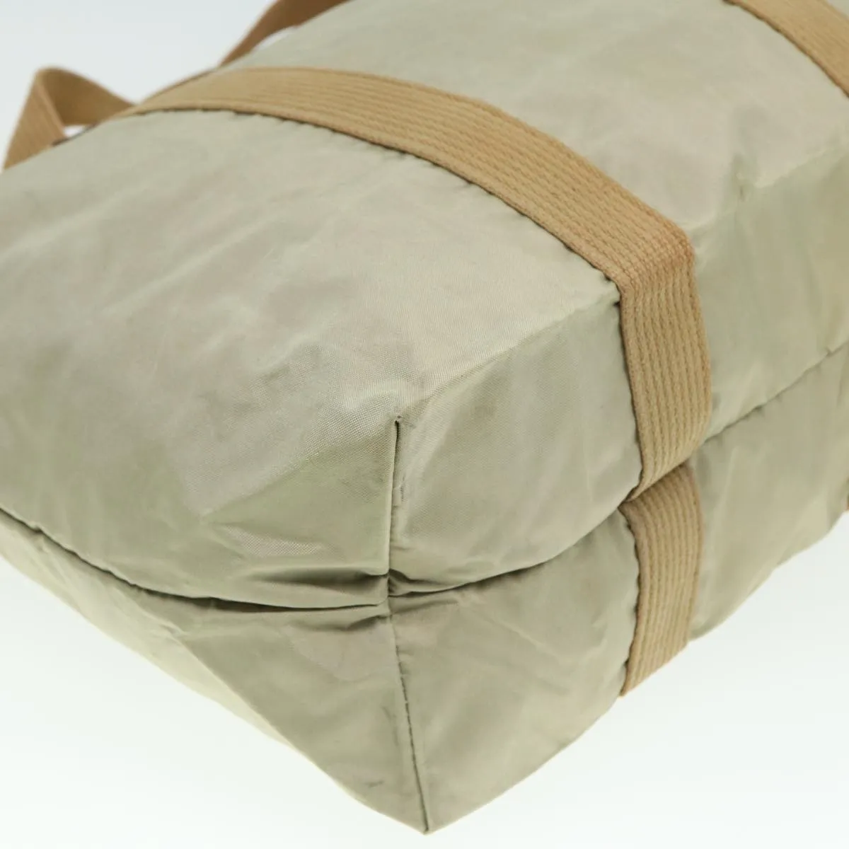 CHRISTIAN DIOR Tote Bag Nylon Beige Auth th5100