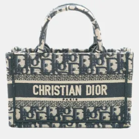 Christian Navy Oblique Embroidered Mini Book Tote Bag