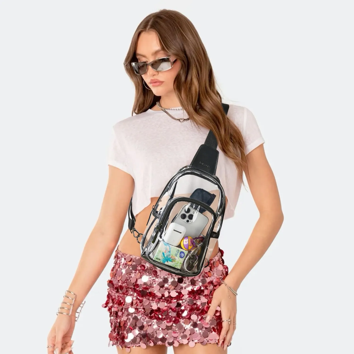 Clear Bag for Stadium Events, Clear Purse for Women Stadium Crossbody Bag, Transparent Bag for Concerts Sports