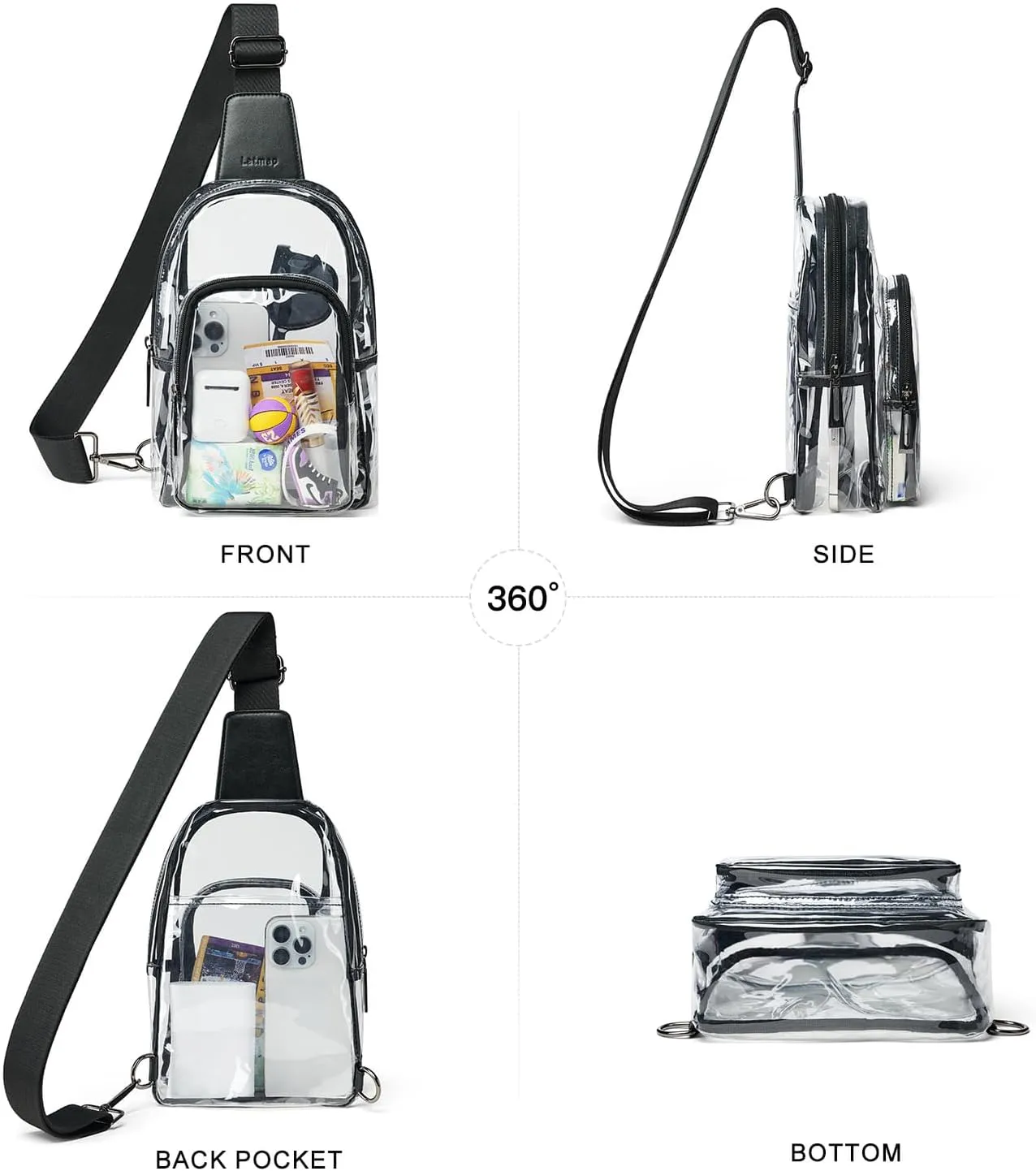 Clear Bag for Stadium Events, Clear Purse for Women Stadium Crossbody Bag, Transparent Bag for Concerts Sports