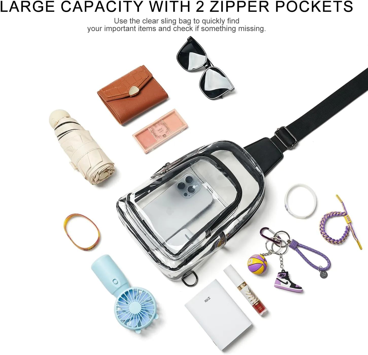 Clear Bag for Stadium Events, Clear Purse for Women Stadium Crossbody Bag, Transparent Bag for Concerts Sports