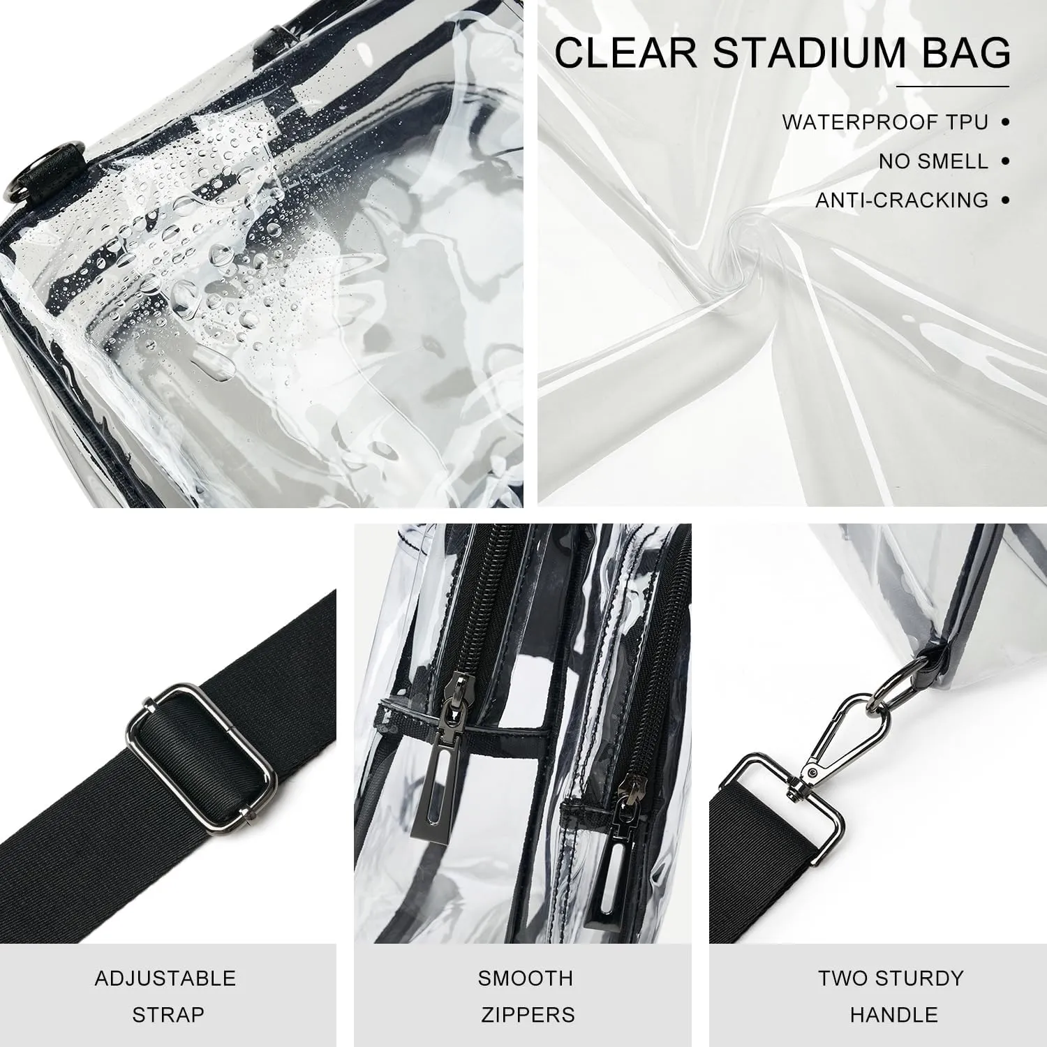 Clear Bag for Stadium Events, Clear Purse for Women Stadium Crossbody Bag, Transparent Bag for Concerts Sports