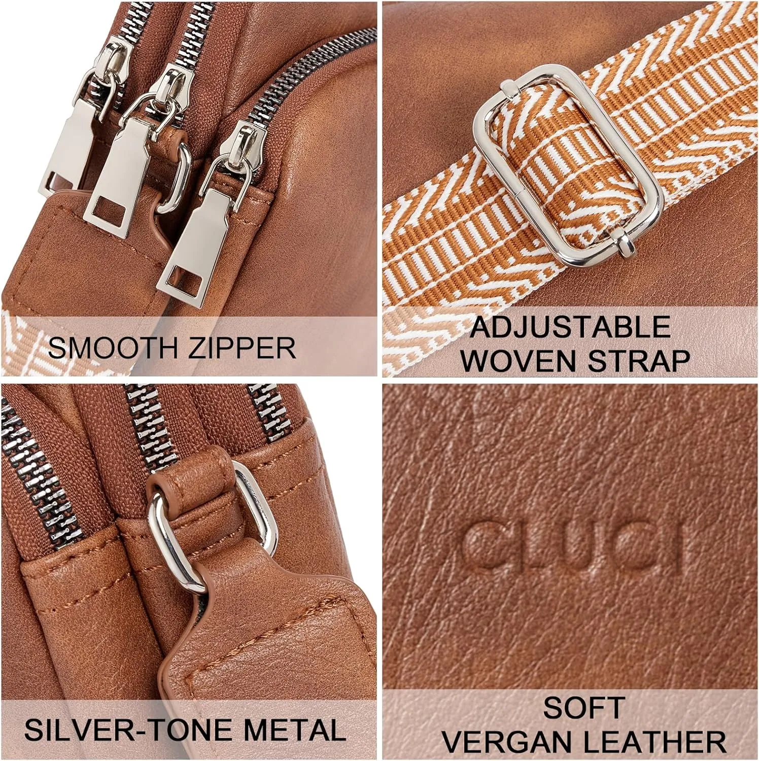 CLUCI Small Crossbody Bags for Women PU Leather Cell Phone Purse Wallet with Adjustable Guitar Strap