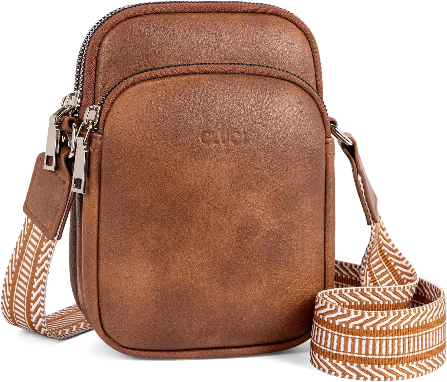CLUCI Small Crossbody Bags for Women PU Leather Cell Phone Purse Wallet with Adjustable Guitar Strap
